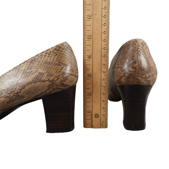 Stuart Weitzman Shoes Womens 9 Pumps Snakeskin Print Leather Fashion Heels Brown - Picture 9 of 14